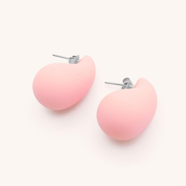 Large Teardrop Stud Earrings, Pink