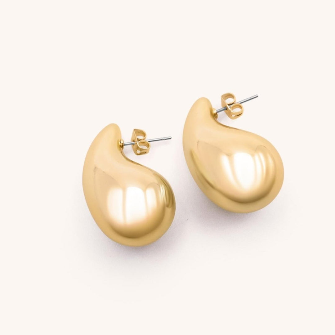 Large Teardrop Stud, Gold