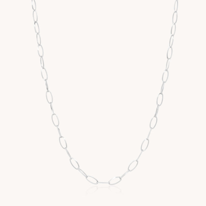 Lyra Oval Chain Necklace, Silver