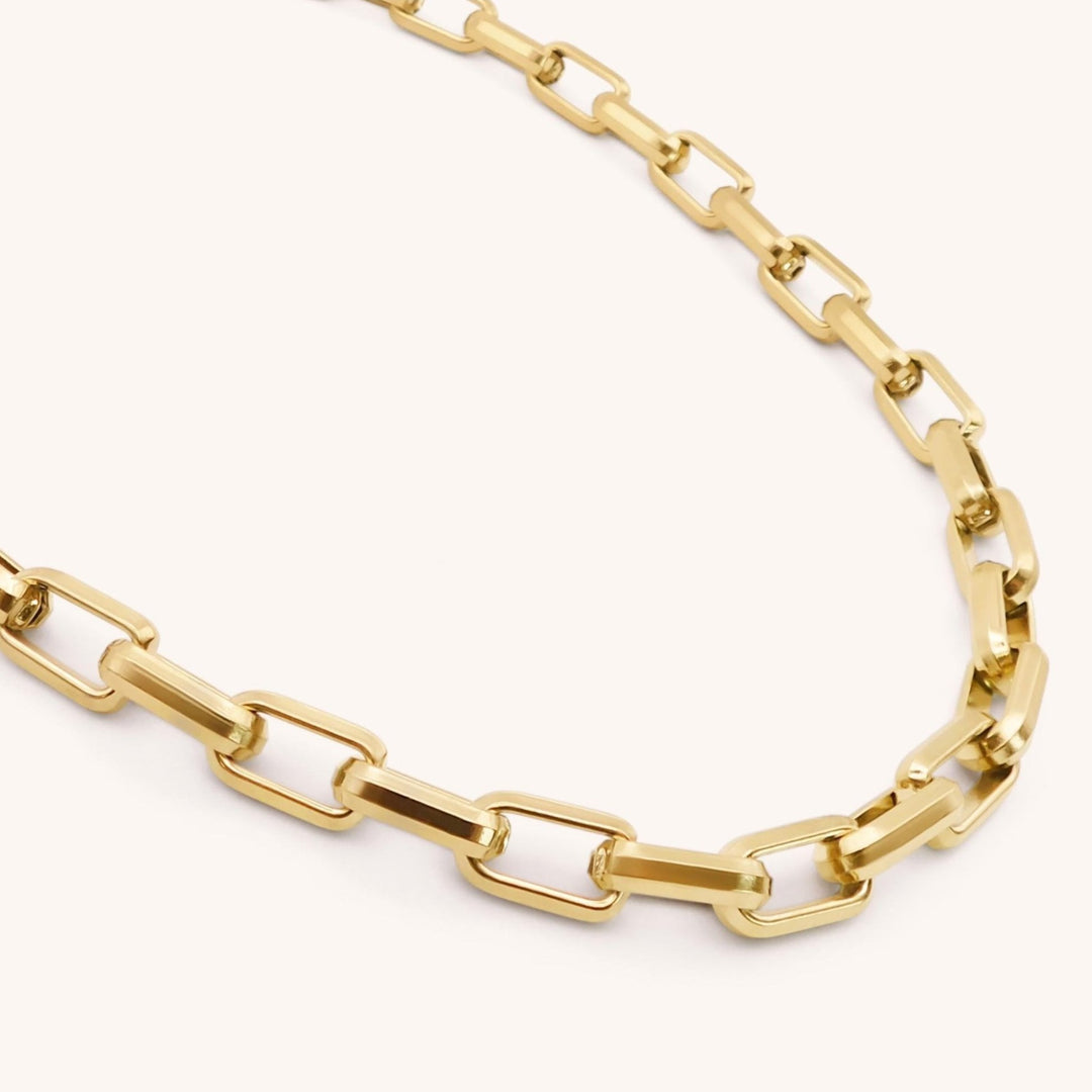 Square Link Necklace, Gold