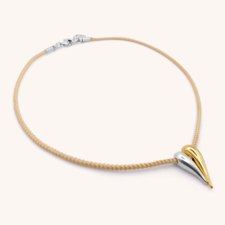 Nude Cord Choker Necklace, Silver and Gold