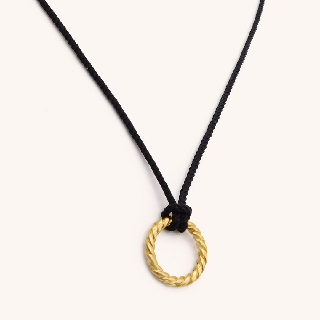 Rope Circle Adjustable Cord Necklace, Black