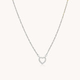 Mini Crystal Heart Necklace, Silver