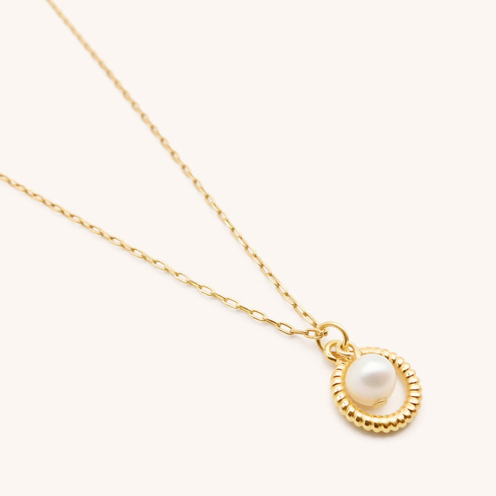 Halo Pearl Necklace, Gold