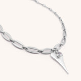 Hourglass Heart and Birthstone Long Link Necklace, Silver