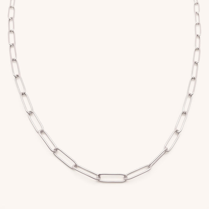 Paperclip Chain Necklace, Silver