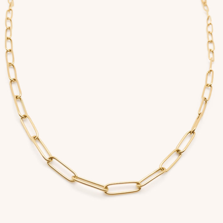 Paperclip Chain Necklace, Gold