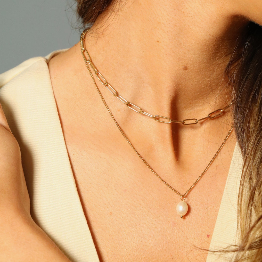 Layered Pearl Necklace, Gold