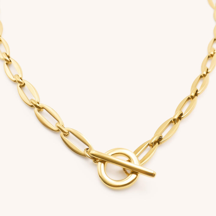 Long Link T-Bar Necklace, Gold