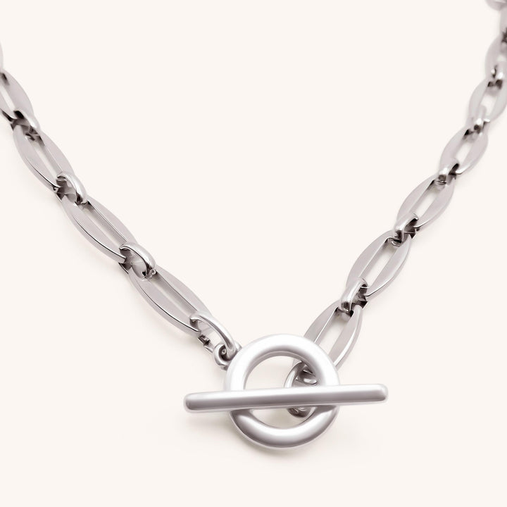 Long Link T-Bar Necklace, Silver