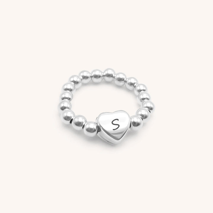 Beads & Glider Heart Personalised Ring