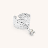 Hammered Charm Ring with Birthstone