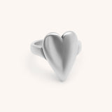 Chunky Solid Heart Ring, Silver