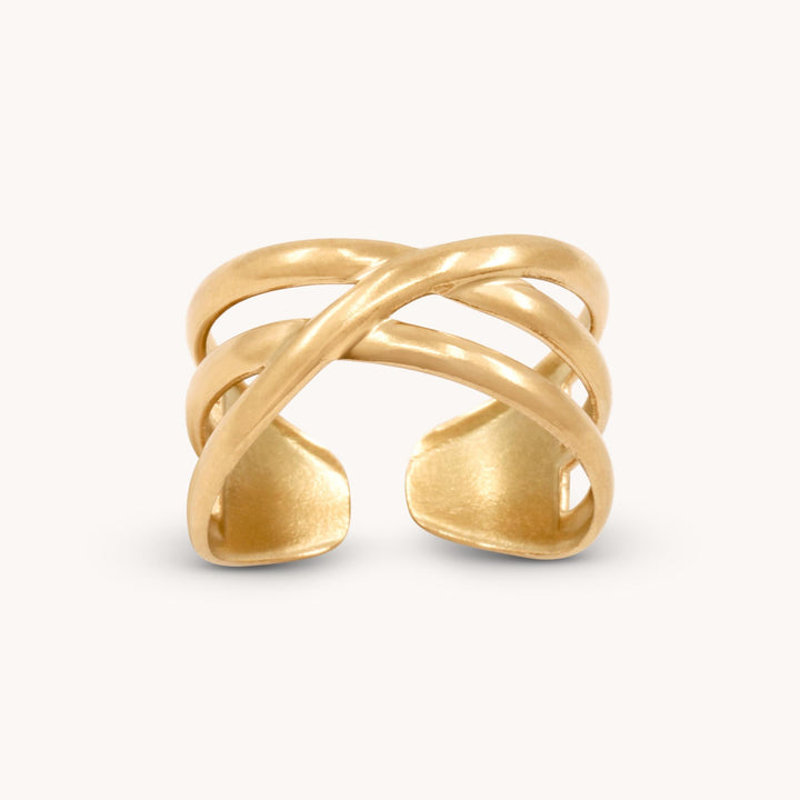 Genevieve Crossover Ring, Gold