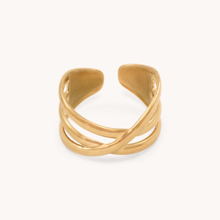 Genevieve Crossover Ring, Gold