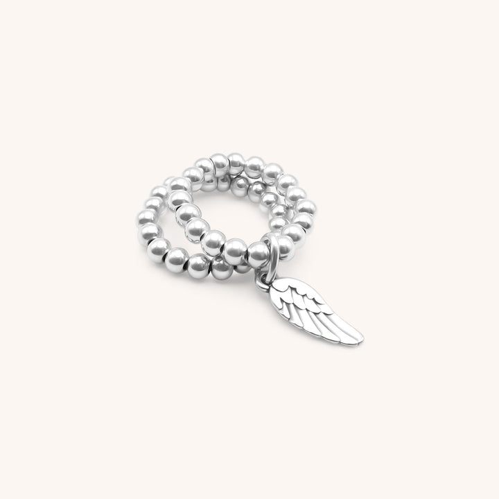 Set of 2- Angel Wing & Essential Beads Ring