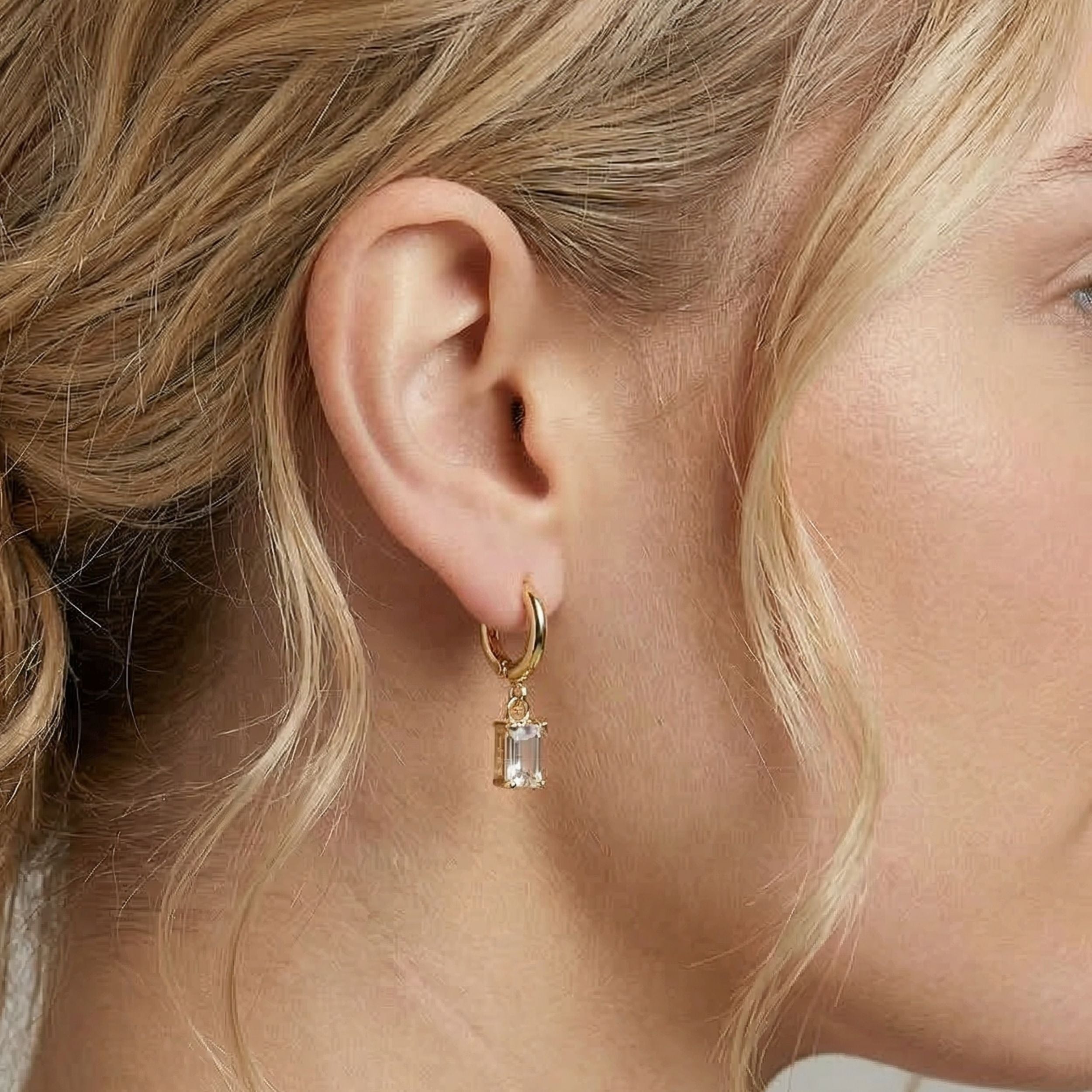 Birthstone Huggie Hoops in Gold