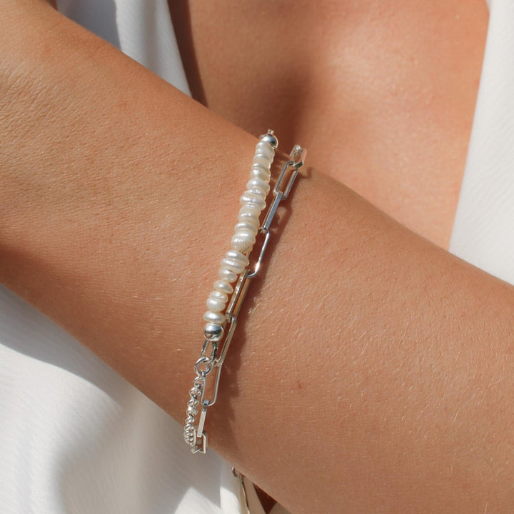 Sterling Silver Lauren Pearl Layered Bracelet