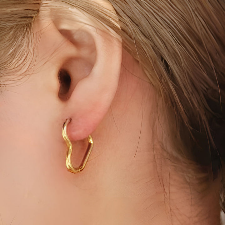 Heart Huggie Hoops, Gold