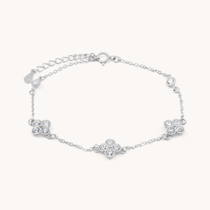 Sterling Silver Multi Crystal Clover Bracelet