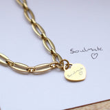 Handwritten Engravables- Classic Heart Long Link Necklace, Gold