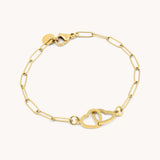 Interlinked Heart Paperclip Bracelet, Gold