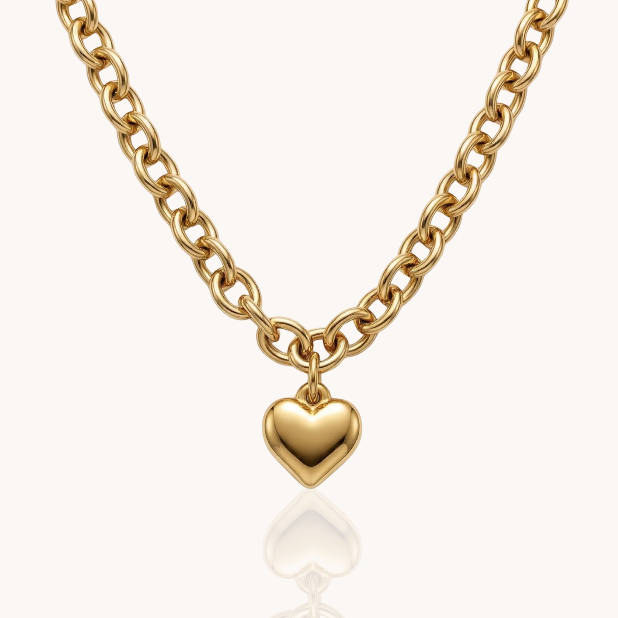 Chloe Heart Chunky Necklace in Gold