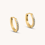 Crystal Huggie Hoop Earrings, Gold