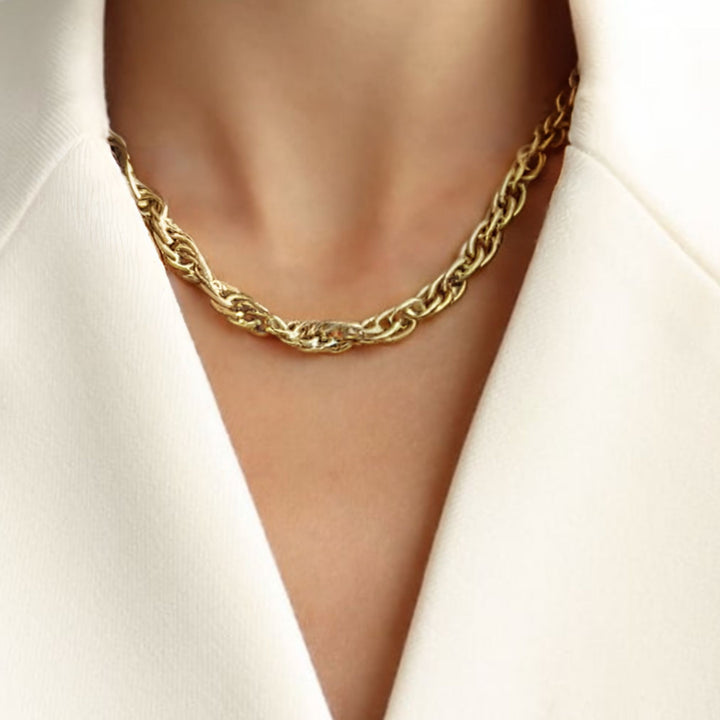 Textured Link Necklace, Gold