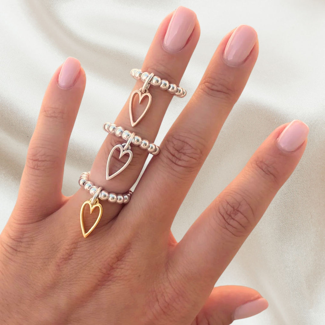 Mini Open Heart Beads Ring