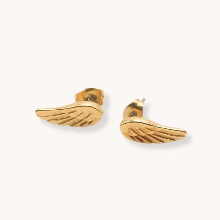 Mini Angel Wing Stud Earrings, Gold