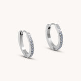 Crystal Huggie Hoop Earrings, Silver
