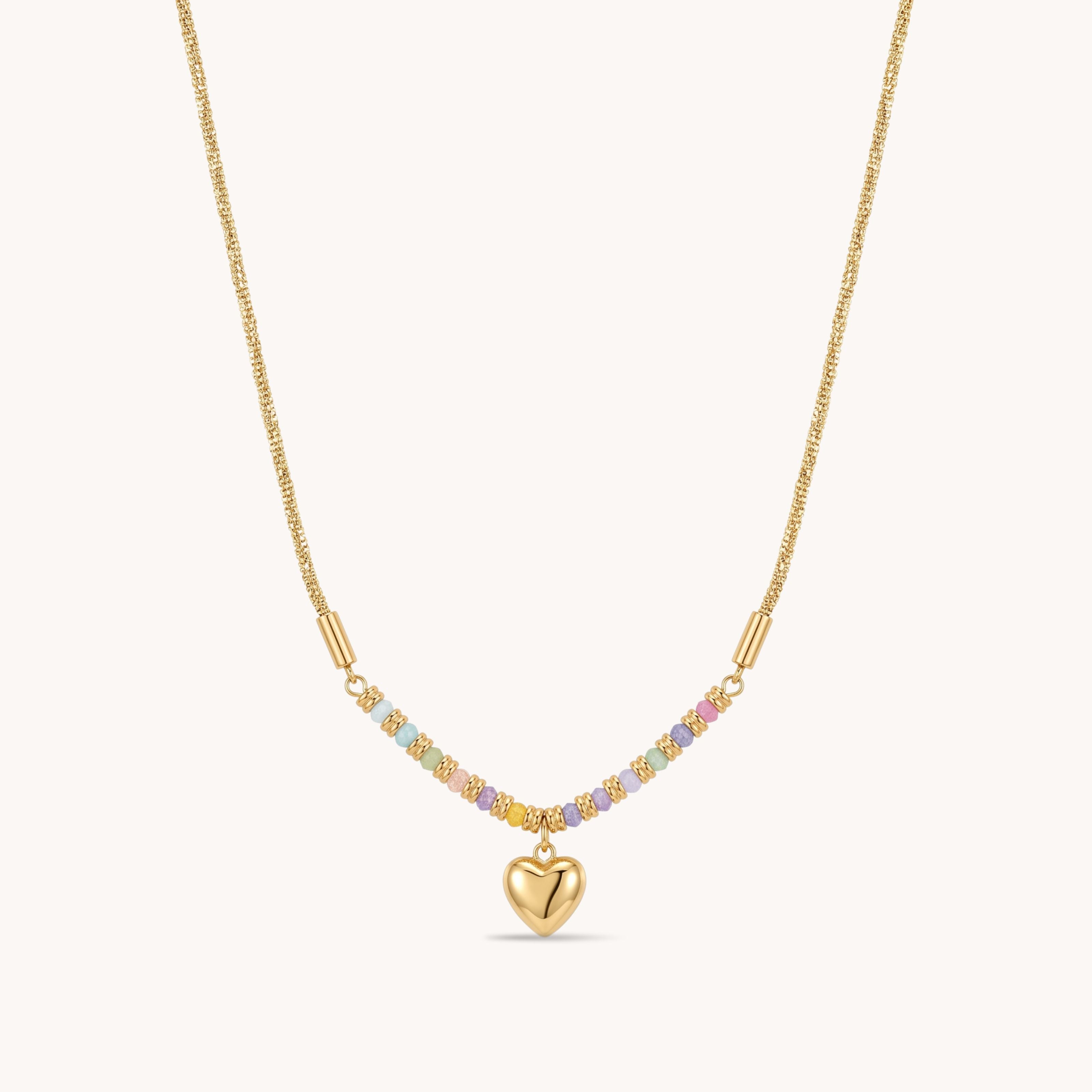 Rainbow Heart Necklace in Gold - product shot