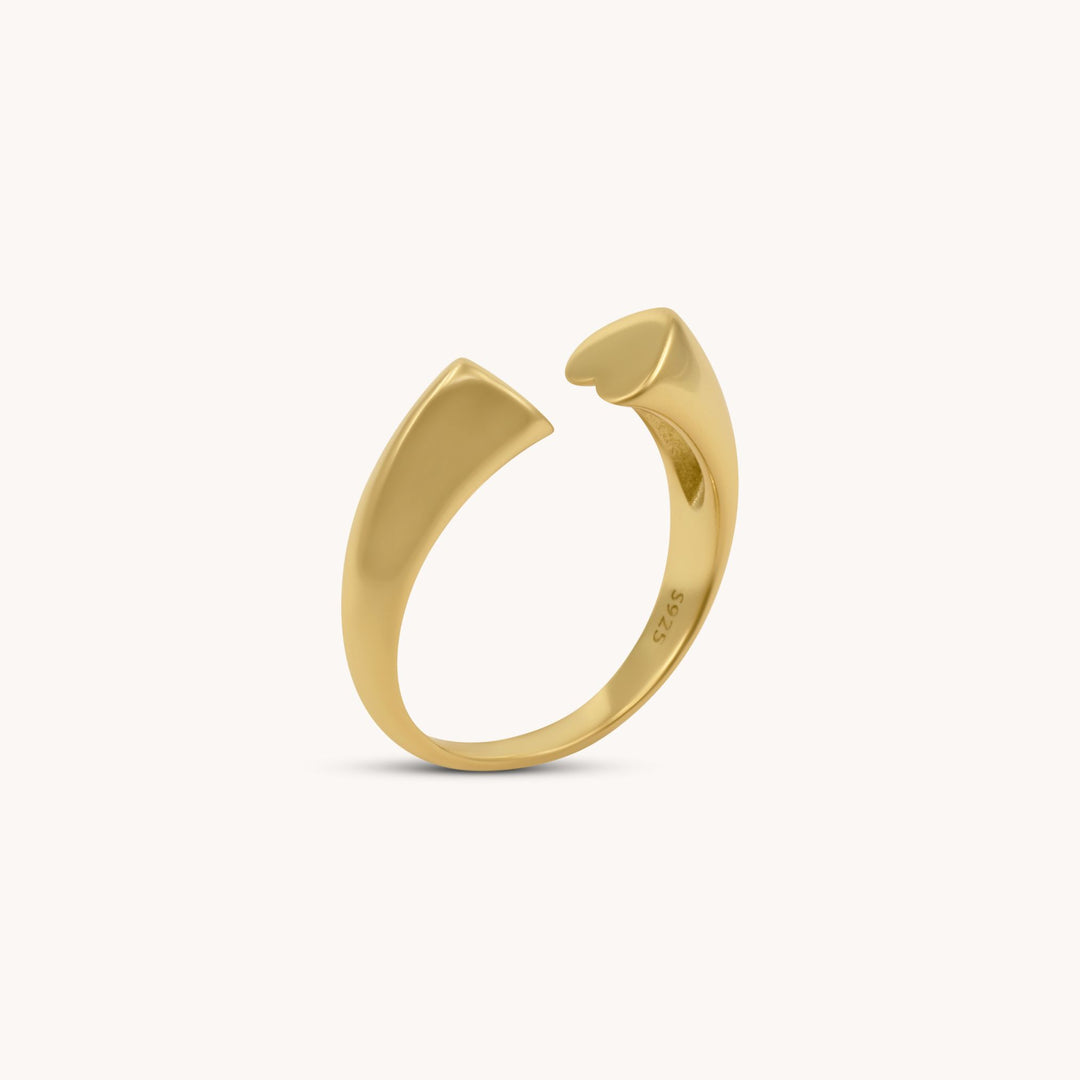 Sterling Silver Adjustable Double Heart Ring, Gold