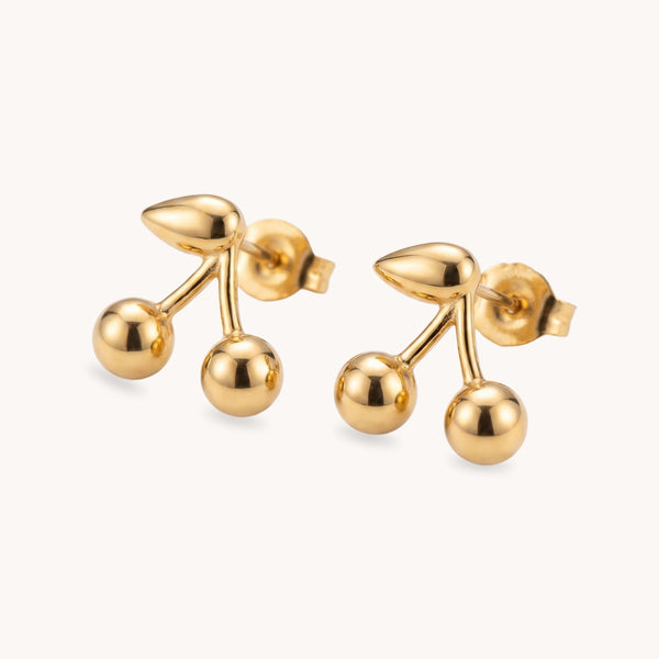Cherry Stud Earrings in Gold