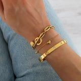 Long Link T-Bar Bracelet, Gold