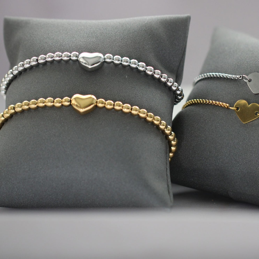 Beaded Heart Bracelet, Gold