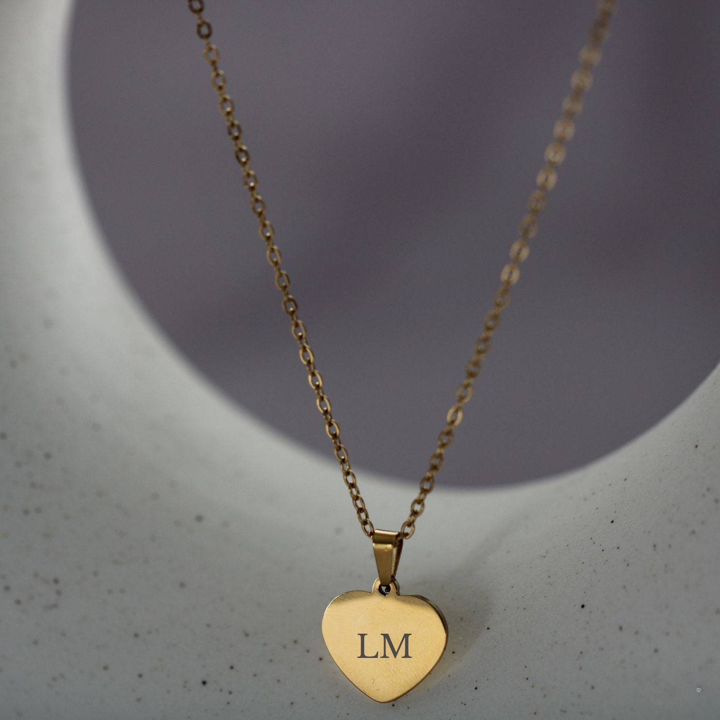 Classic Heart Engravable Necklace in Gold