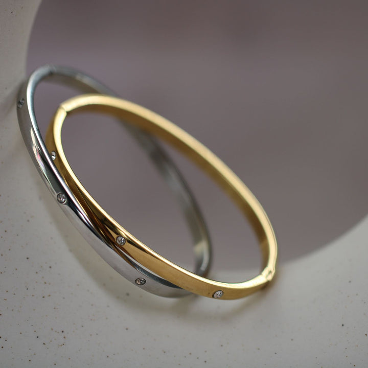 Slim Crystal Bangle, Gold