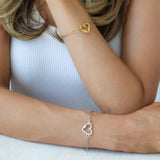 Heart Lock Paperclip Chain Bracelet, Gold