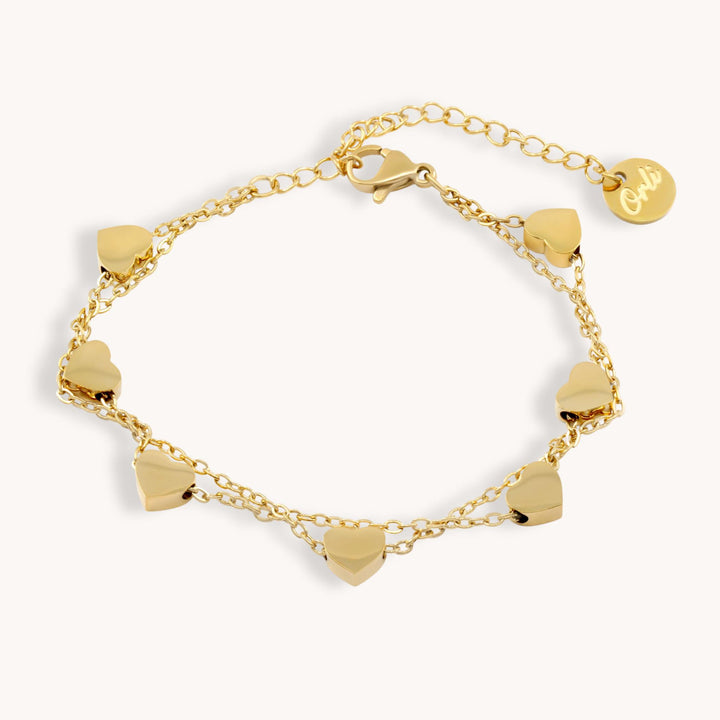 Layered Heart Charm Bracelet, Gold