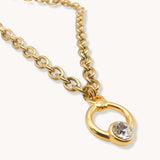 Chunky Crystal Circle necklace, Gold