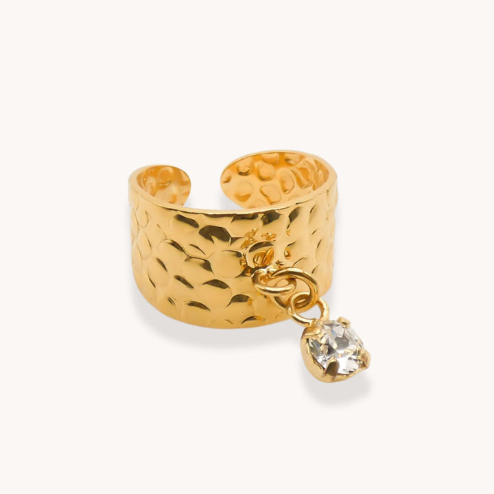 Hammered Charm Ring with Birthstone, Gold