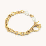 Pearl Accent Chain Bracelet, Gold