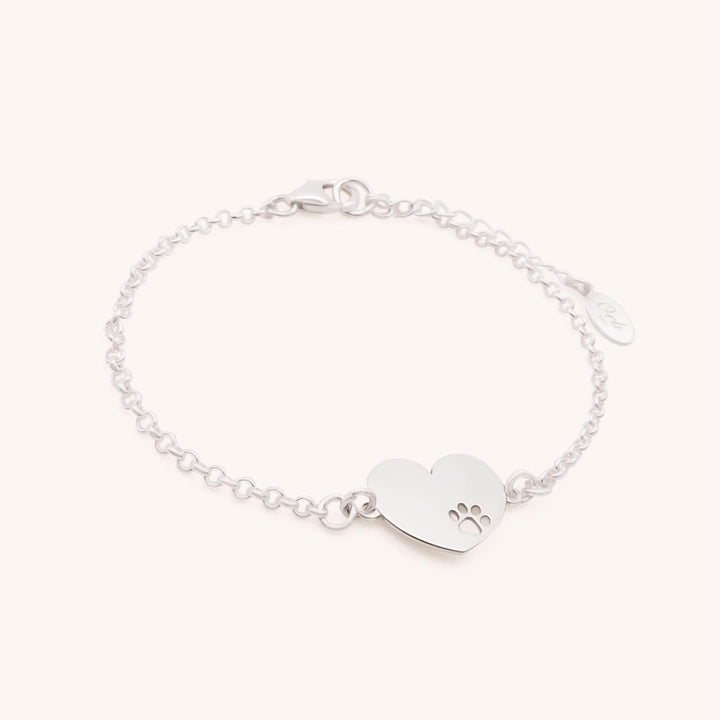 Sterling Silver Paw Print Connector Bracelet