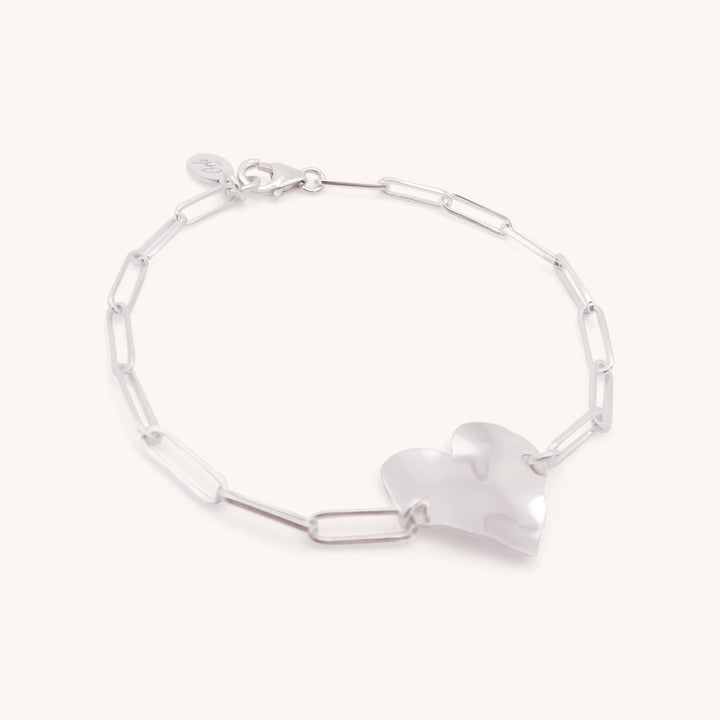 Sterling Silver Ada Heart Paperclip Bracelet