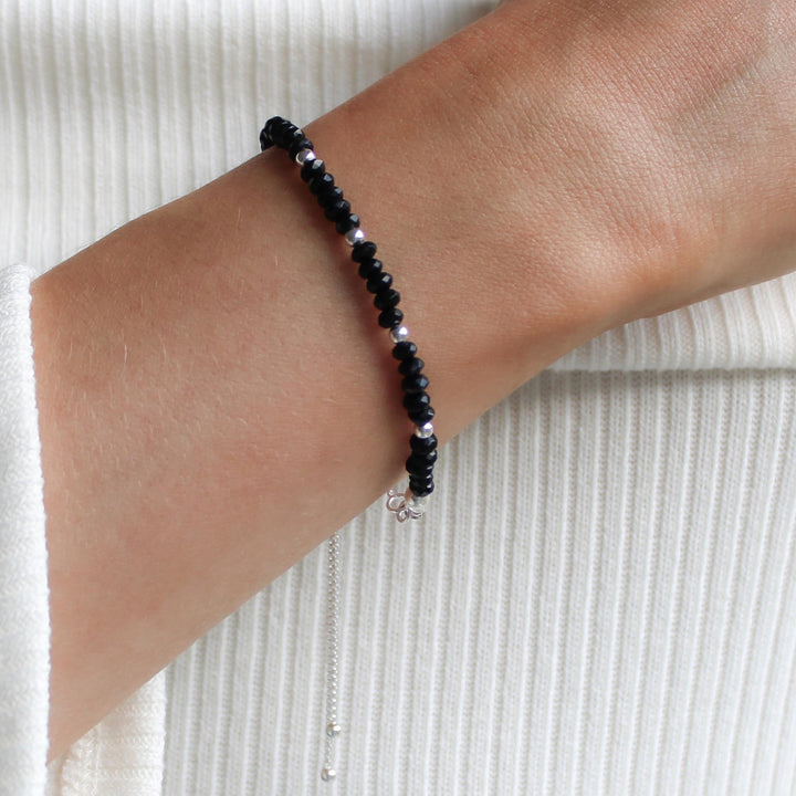 Sterling Silver Onyx Adjustable Bracelet