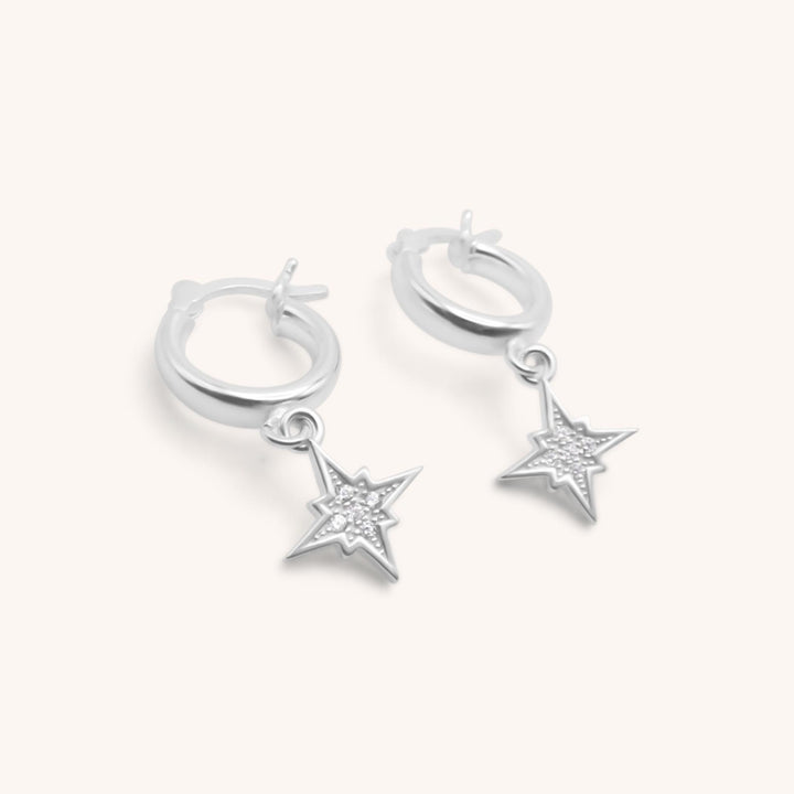 Sterling Silver Cosmic Starburst huggie hoops