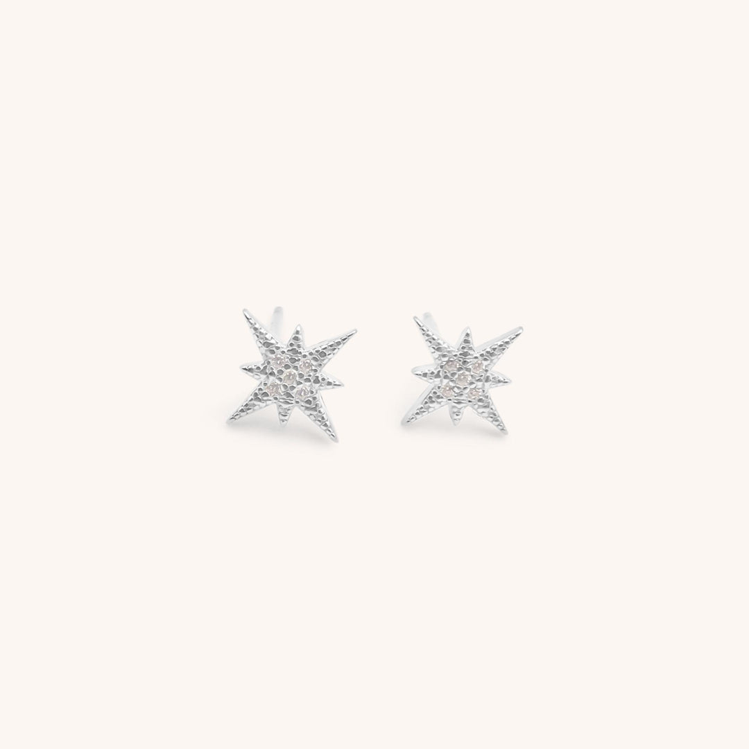 Sterling Silver Cosmic Starburst Stud Earrings