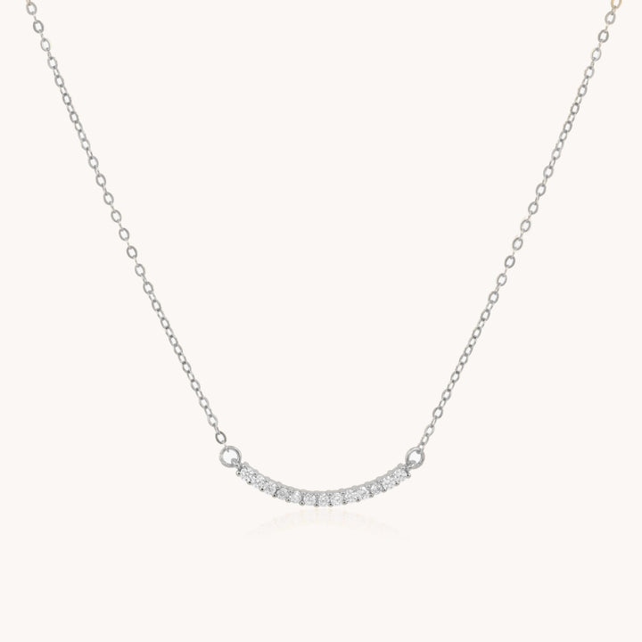 Sterling Silver Crystal Bar Necklace, Silver